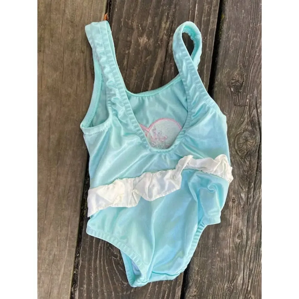 one piece swimsuit vintage heart seafoam ruffle 12 month